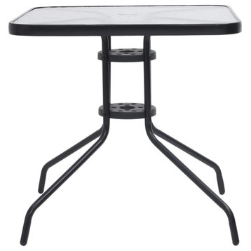 Vidaxl Patio Table Black 27.6"x27.6"x27.6" Steel
