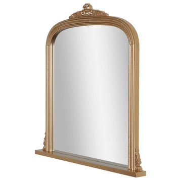 Head West Arch Antique Brass Ornate Accent Wall Mirror