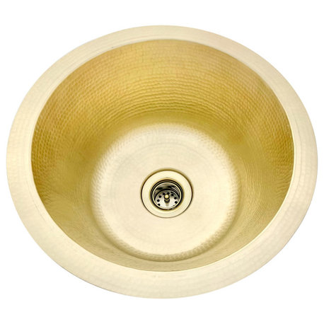 Hammered Brass Bar Sink 14" Matte Brass with 2" drain