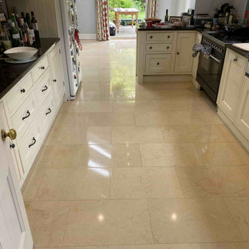 Pitted Jerusalem Limestone Floor Renovated in Mortimer Common
