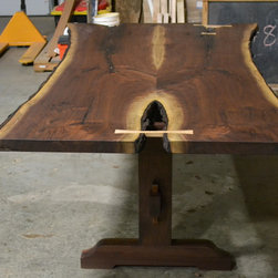 Live Edge Curly Walnut Dining Table - Dining Tables