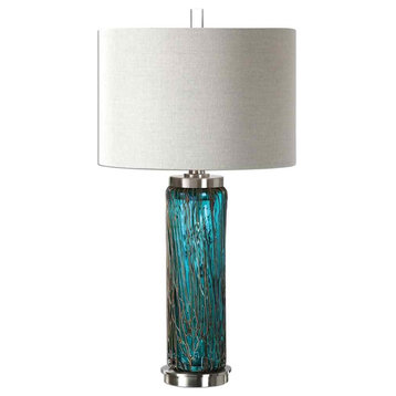 Aqua Ocean Blue Glass Table Lamp