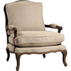 Bergere Chair Gray Wash Oak Frame Linen