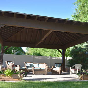 Timber 22' x 24' Hipped Roof Pavilion w/ Integrated Self-Contained Power