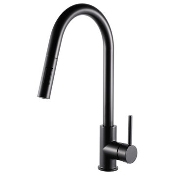 Ucore 18" Single Handle Pull-Down Kitchen Faucet, Matte Black