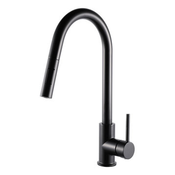 Ucore 18" Single Handle Pull-Down Kitchen Faucet, Matte Black