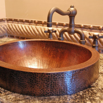 17" Compact Oval Skirted Vessel Hammered Copper Sink (VO17SKDB)