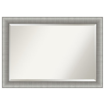 Elegant Brushed Pewter Beveled Wall Mirror - 40.75 x 28.75 in.