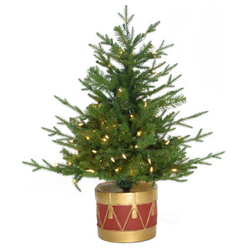3' Adirondack Pre Lit Potted Christmas Tree Decor With Warm White LED Lights
