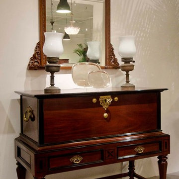 Dutch colonial mahogany & ebony chest on stand