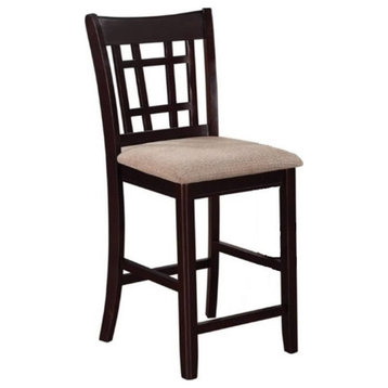 Bowery Hill 41.25"H Wood Lattice Back Counter Stool in Espresso
