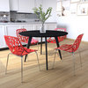 Leisuremod Ravenna 5-Piece Dining Set With 4 Stackable Chairs and Round Table, Red