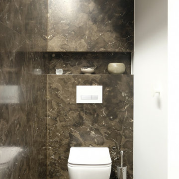 Marmordusche mit Vola Armaturen und innovativem baqua System
