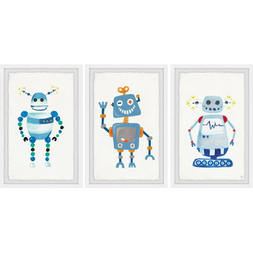 Happy Robot Triptych, 36"x18"