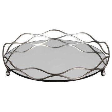 Rachele Mirrored Silver Tray Designed by Jim Parsons
