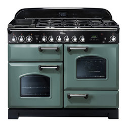 Falcon Classic Deluxe 110 Dual Fuel in Mineral Green with chrome trim - Cooktops