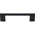 Top Knobs - Princetonian Bar Pull 5 1/16" (c-c) - Flat Black - Length - 5 13/16", Width - 3/8", Projection - 1 1/2", Center to Center - 5 1/16", Base Diameter - W 3/8" x L 7/8"