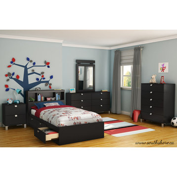 South Shore Spark Twin Mates Bed With Drawers And Bookcase Headboard (39'') Set