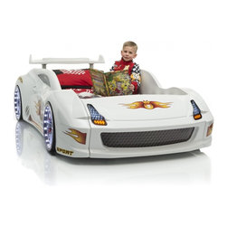 Lamborghini Race Car Bed White - Kids Beds