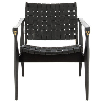 Conrad Leather Safari Chair, Black