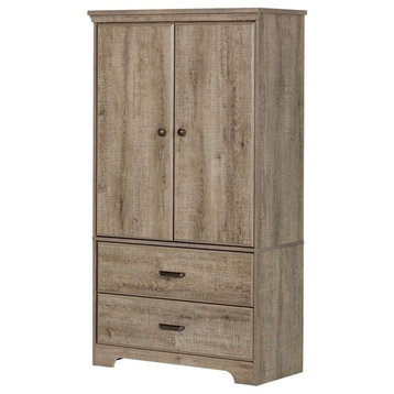 South Shore Versa 2 Drawer Armoire in Weathered Oak
