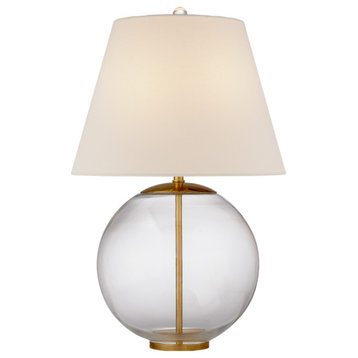 Morton Table Lamp in Clear Glass with Linen Shade