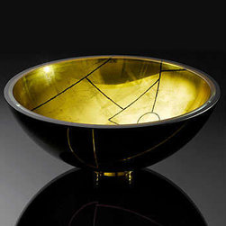 Vitraform 200-K Small Gilded Freestanding Vessel Round Basin - Black - Products