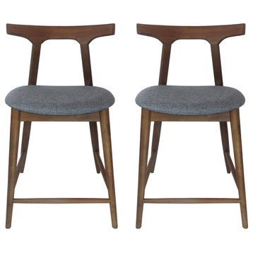 Annett Fabric Upholstered Wood 24.5 Inch Counter Stools (Set of 2), Charcoal