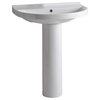 27.5 in. Tubular Pedestal Sink in White with Chrome Overflow