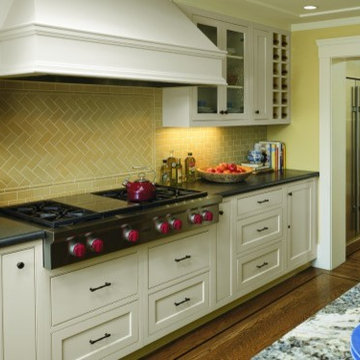 Herringbone Kitchen with Yellow Tile