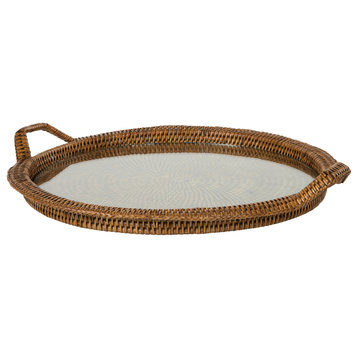 La Jolla Round Serving and Cheese Tray, Honey Brown