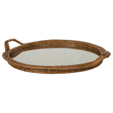 La Jolla Round Serving and Cheese Tray, Honey Brown