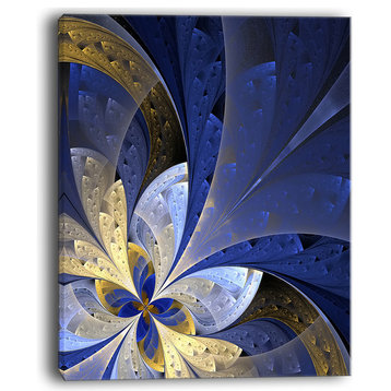 "Blue And Yellow Large Fractal Pattern" Modern Wall Art, 30"x40"