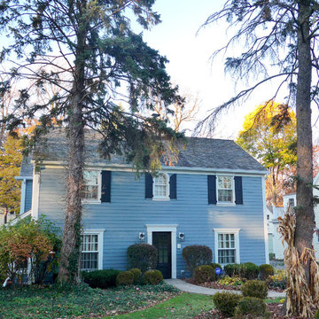 Lake Bluff, IL Colonial Style Home, Exterior Remodel Hardie Boothbay Blue