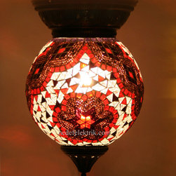 Red Mosaic Turkish Colorfull Pendant Lighting 20cm - Pendant Lighting