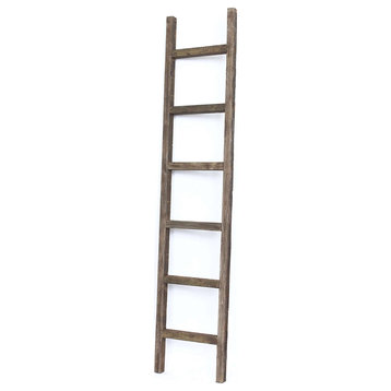 HomeRoots 6 Step Rustic Espresso Wood Ladder Shelf