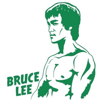 Bruce Lee Wall Decal, Green, 16"x18"