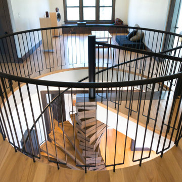 Oak and Steel Spiral Staircase
