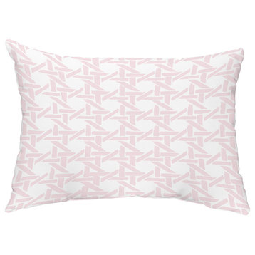 Rattan Abstract 14"x20" Abstract Decorative Outdoor Pillow, Pink