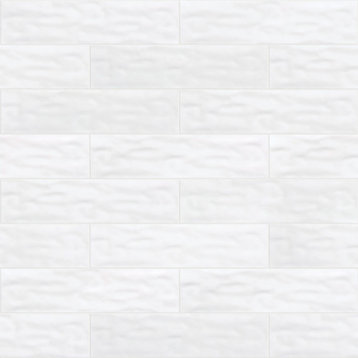 Shaw CS44X Geoscape - 4" x 16" Rectangle Brick Mosaic Wall Tile - - White