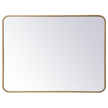 Elegant Decor MR802736BR Soft Corner Metal Rectangular Mirror, 27"x36"