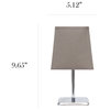 Simple Designs Mini Chrome Table Lamp With Squared Empire Fabric Shade