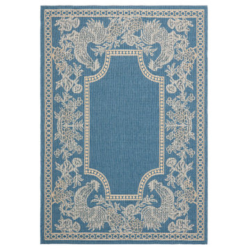 Safavieh Courtyard Cy3305-3103 Blue, Natural Area Rug, 7'x7' Square