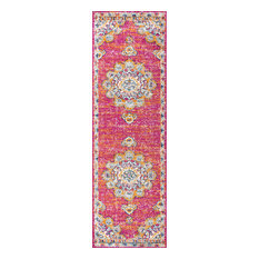 Bohemian FLAIR Boho Vintage Medallion Pink/Cream 2' x 8' Runner Rug