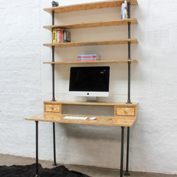 Pinder gloss lacquered OSB Industrial Desk with Storage & perforated steel - Desks & Writing Bureaus