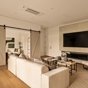 Modern Luxury Living Room with Custom Double Sliding Barn Doors