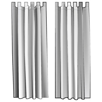 Tab Top Curtain Panels, Set of 2, Satomi Silver Stripe Gray, 84", Lined