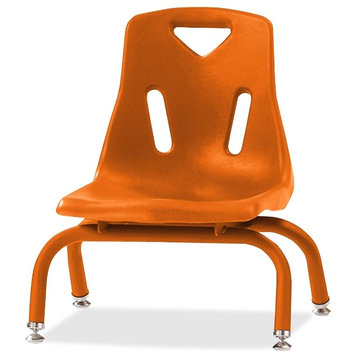 Berries Stacking Chair, Steel Frame, 4-Legged Base, Orange