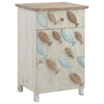 Caspian Fish Storage Side End Table, White
