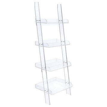 Coaster Amaturo 4-Shelf Contemporary Ladder Plastic Bookcase in Clear